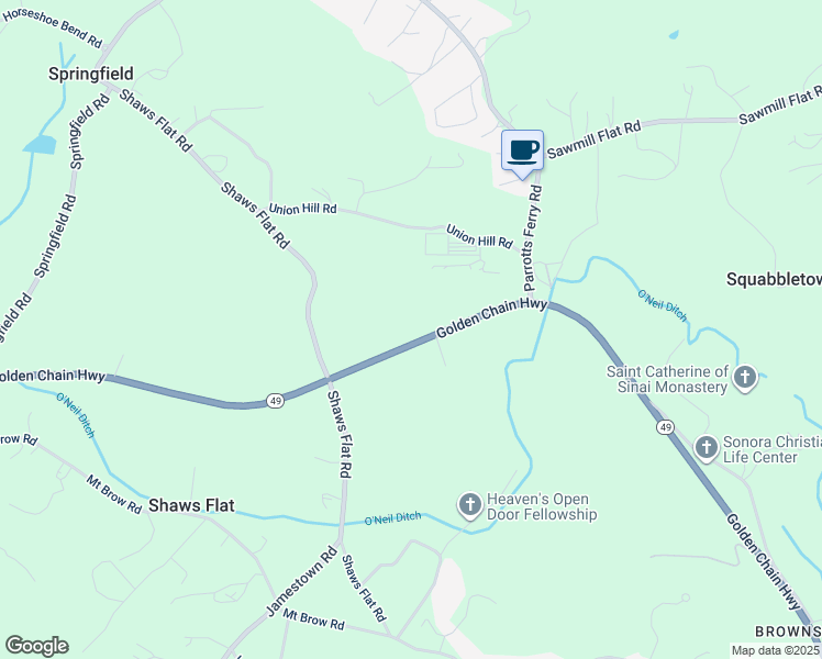 map of restaurants, bars, coffee shops, grocery stores, and more near 11285 California 49 in Sonora