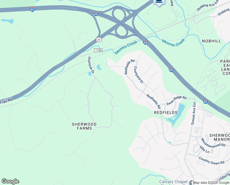 map of restaurants, bars, coffee shops, grocery stores, and more near 1385 Overlook Drive in Charlottesville