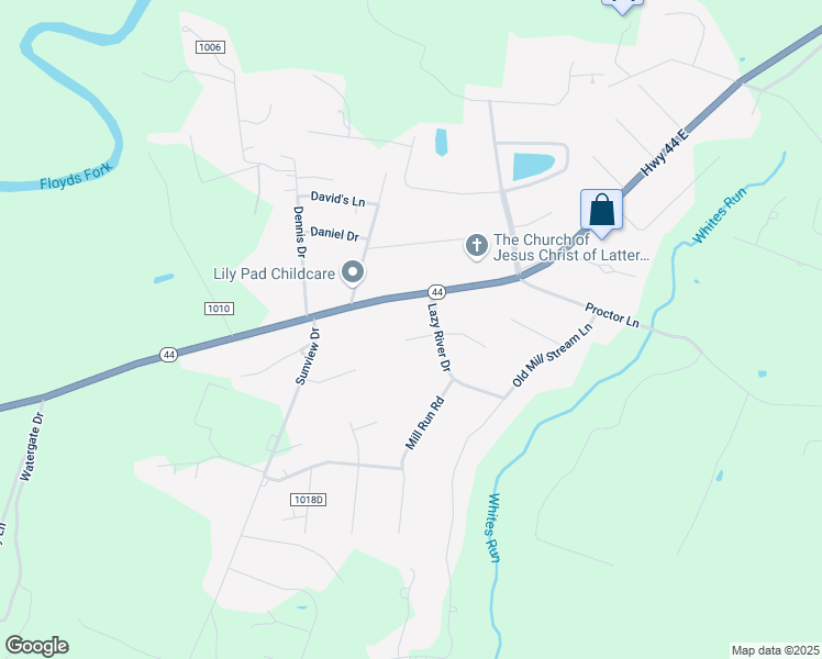 map of restaurants, bars, coffee shops, grocery stores, and more near 257 Grindstone Drive in Shepherdsville