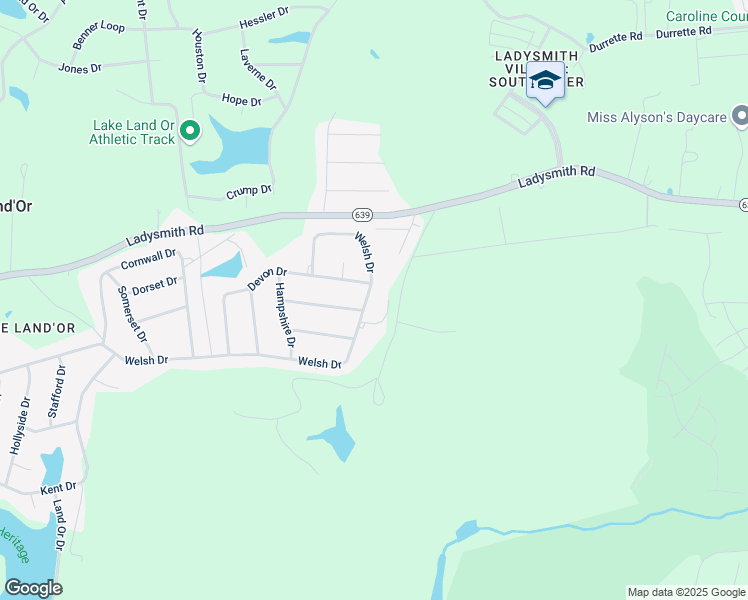 map of restaurants, bars, coffee shops, grocery stores, and more near 687 Welsh Drive in Ruther Glen