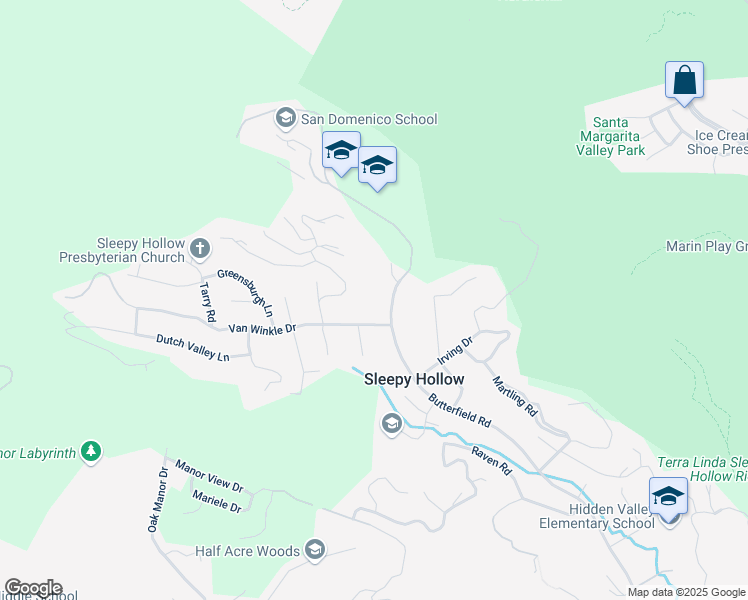 map of restaurants, bars, coffee shops, grocery stores, and more near 1415 Butterfield Road in San Anselmo