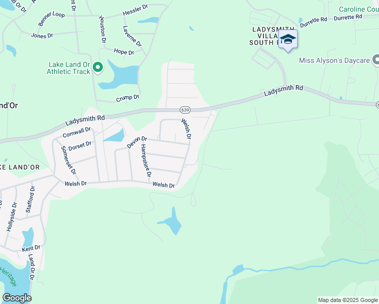map of restaurants, bars, coffee shops, grocery stores, and more near 687 Welsh Drive in Ruther Glen