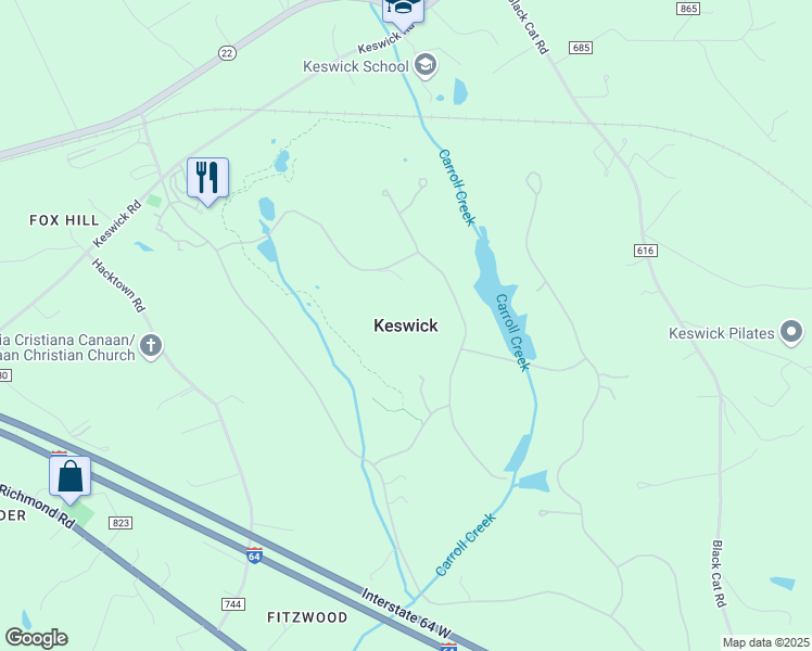 map of restaurants, bars, coffee shops, grocery stores, and more near in Keswick