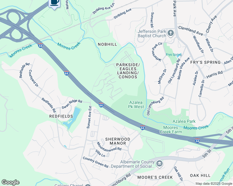 map of restaurants, bars, coffee shops, grocery stores, and more near 1745 Sugar Maple Court in Charlottesville