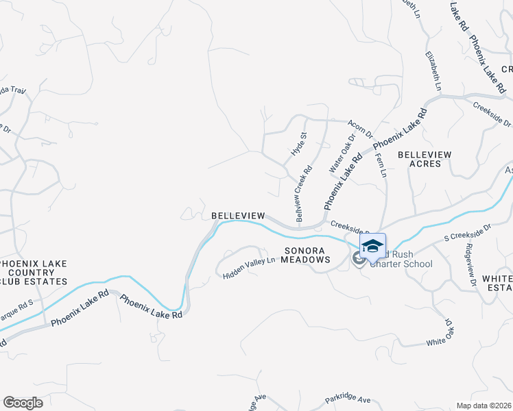 map of restaurants, bars, coffee shops, grocery stores, and more near 21551 Phoenix Lake Road in Sonora