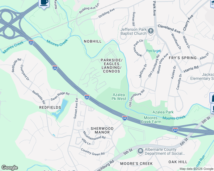 map of restaurants, bars, coffee shops, grocery stores, and more near 1792 Sugar Maple Court in Charlottesville