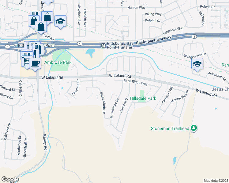 map of restaurants, bars, coffee shops, grocery stores, and more near 2215 Rome Court in Pittsburg