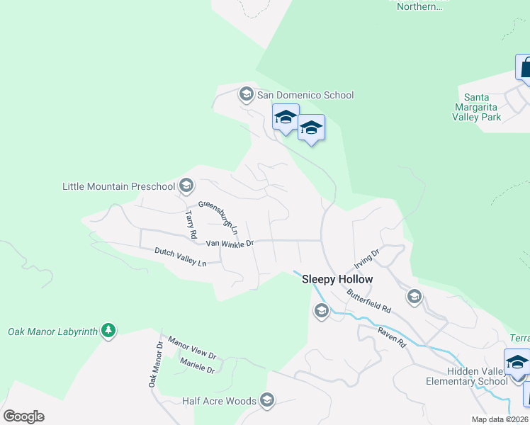 map of restaurants, bars, coffee shops, grocery stores, and more near 125 Crane Drive in San Anselmo