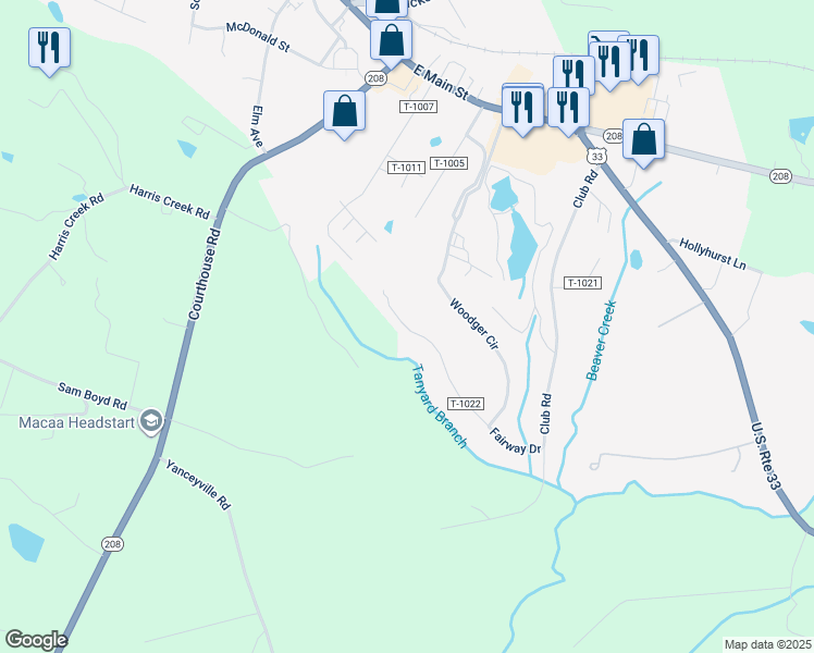 map of restaurants, bars, coffee shops, grocery stores, and more near 230 State Route T-1022 in Louisa
