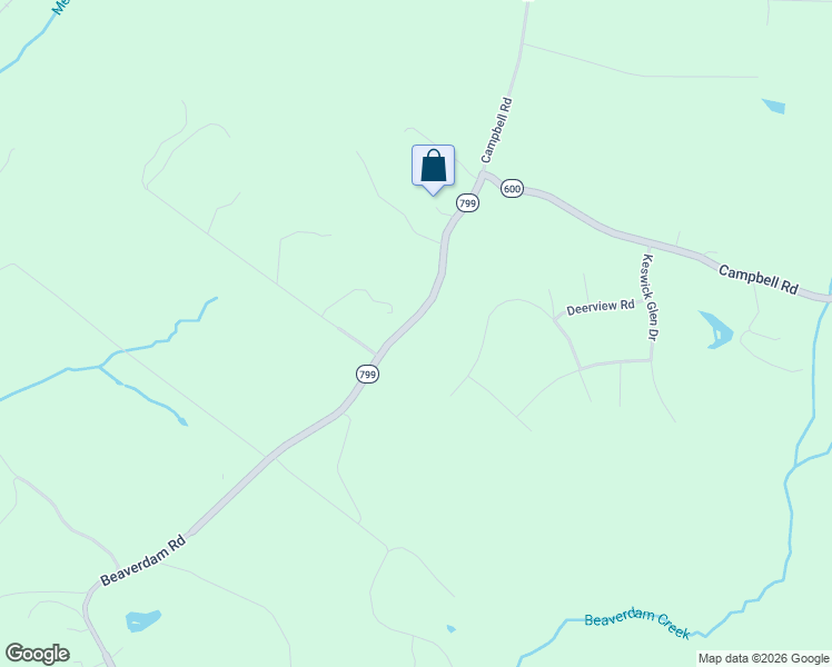 map of restaurants, bars, coffee shops, grocery stores, and more near 690-798 Beaver Dam Road in Keswick