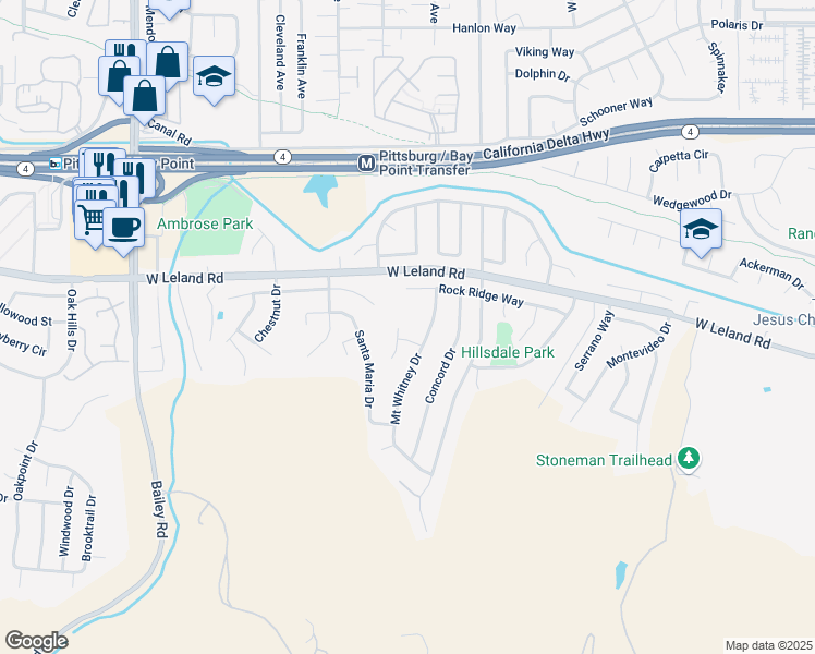 map of restaurants, bars, coffee shops, grocery stores, and more near 2215 Rome Court in Pittsburg