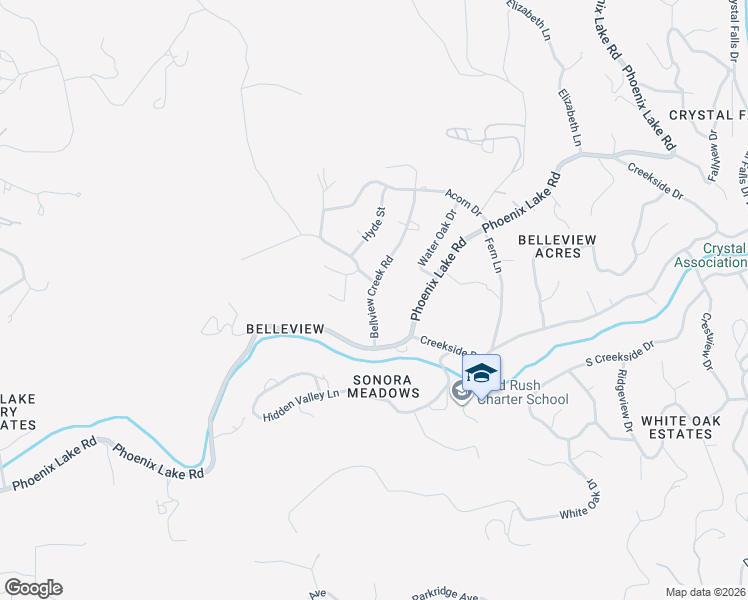 map of restaurants, bars, coffee shops, grocery stores, and more near 21599 Bellview Creek Road in Sonora