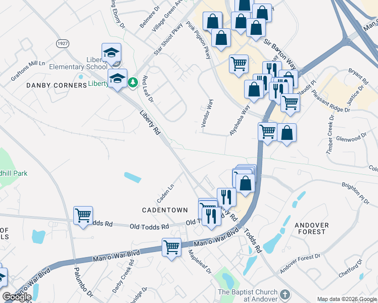 map of restaurants, bars, coffee shops, grocery stores, and more near 1744 Alysheba Way in Lexington