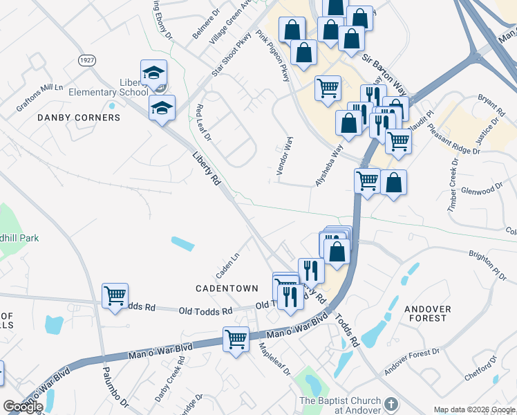 map of restaurants, bars, coffee shops, grocery stores, and more near 1744 Alysheba Way in Lexington