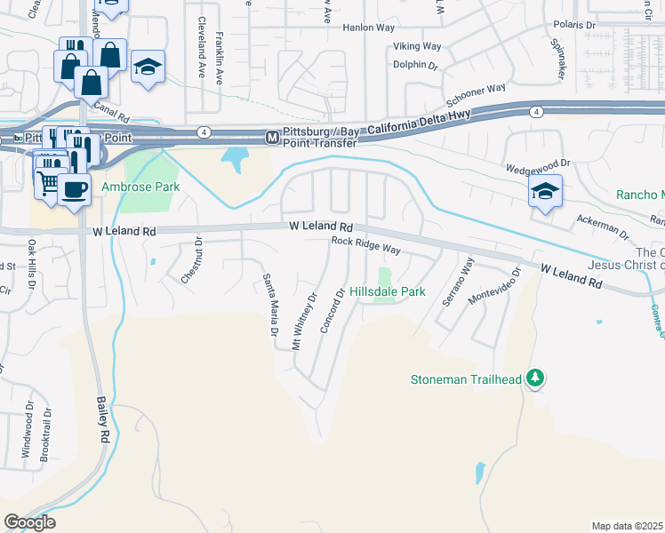 map of restaurants, bars, coffee shops, grocery stores, and more near 2211 Mount Whitney Drive in Pittsburg