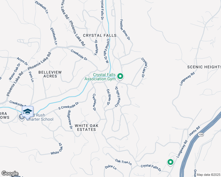 map of restaurants, bars, coffee shops, grocery stores, and more near 21599 Eel River Drive in Sonora