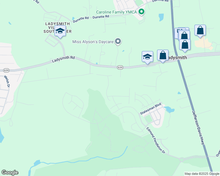 map of restaurants, bars, coffee shops, grocery stores, and more near 18199 Cornerstone Drive in Ruther Glen