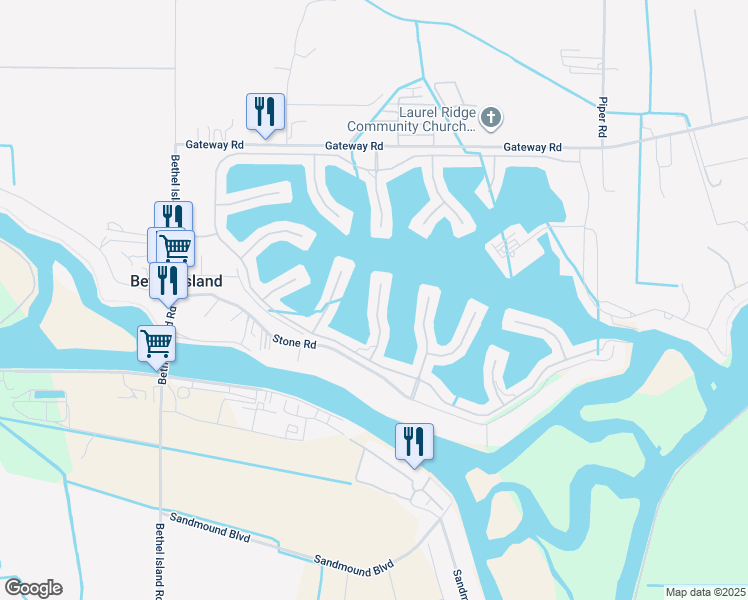 map of restaurants, bars, coffee shops, grocery stores, and more near 667 Point Place in Bethel Island