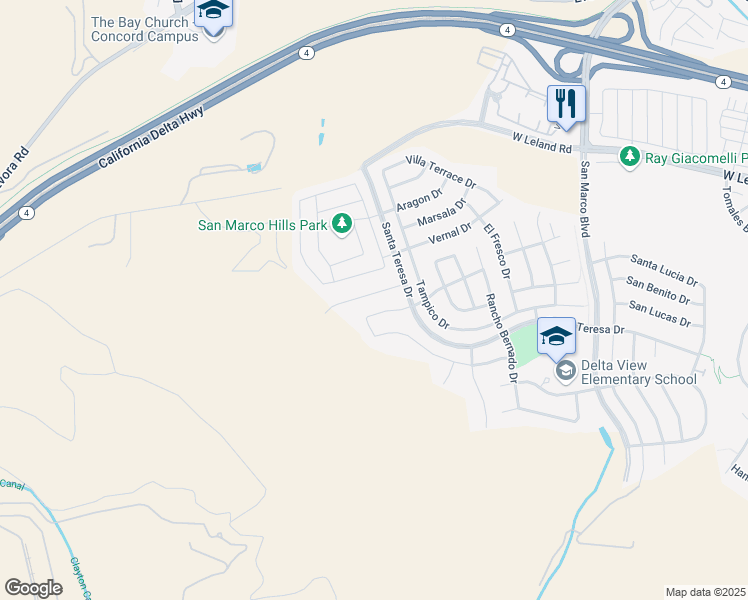 map of restaurants, bars, coffee shops, grocery stores, and more near 3329 Vista Meadows Drive in Pittsburg
