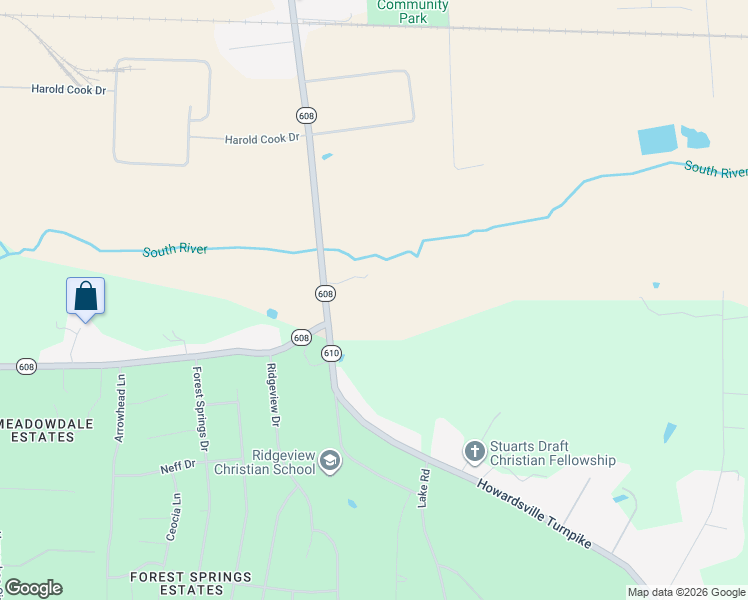 map of restaurants, bars, coffee shops, grocery stores, and more near in Stuarts Draft