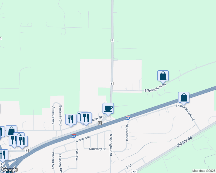 map of restaurants, bars, coffee shops, grocery stores, and more near 14545 State Route B in Saint James