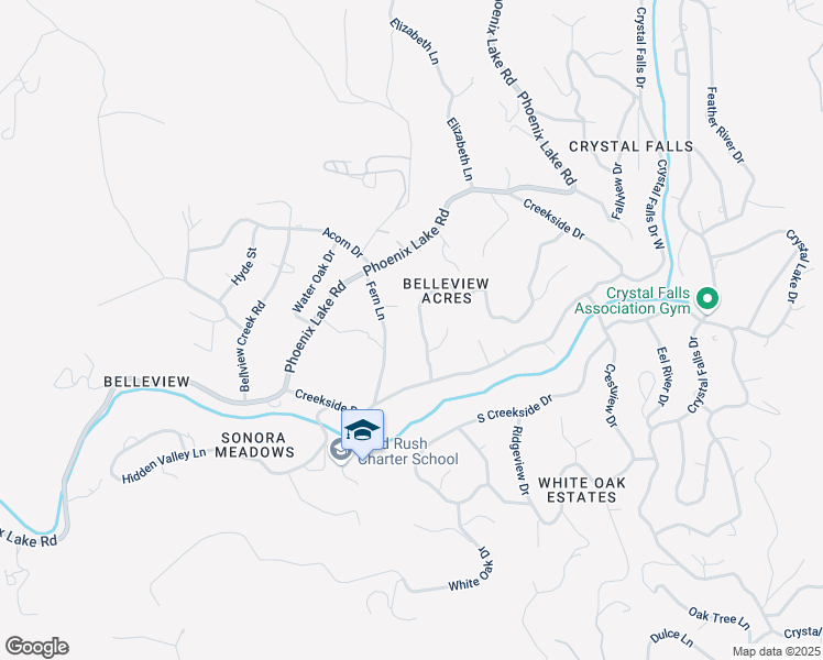 map of restaurants, bars, coffee shops, grocery stores, and more near 16552 Sallander Drive in Sonora