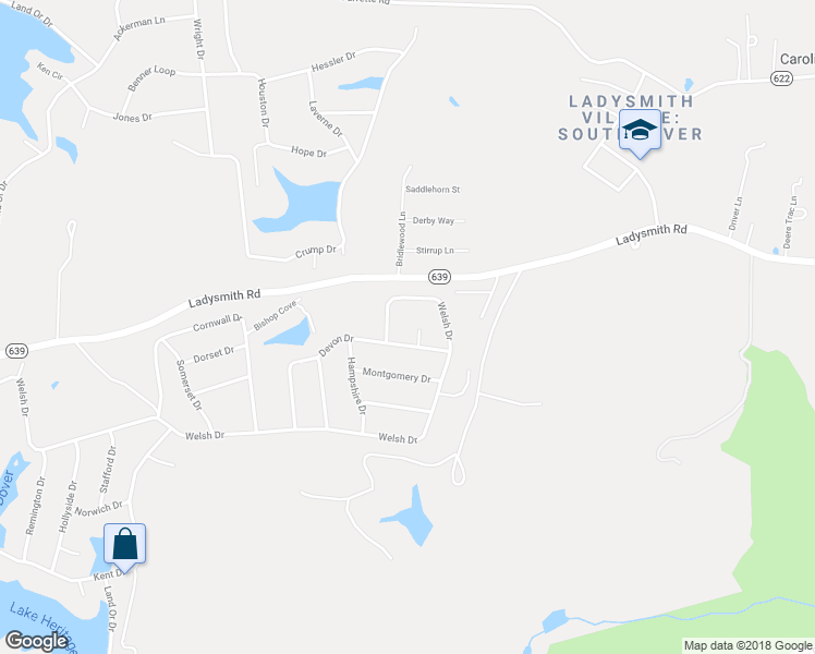 map of restaurants, bars, coffee shops, grocery stores, and more near 53 Wales Cove in Ruther Glen