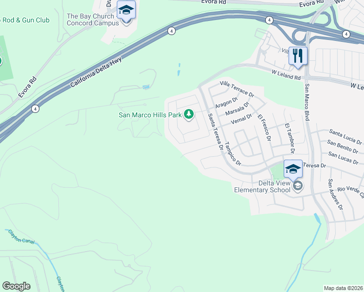 map of restaurants, bars, coffee shops, grocery stores, and more near 2764 Rio Seco Drive in Pittsburg