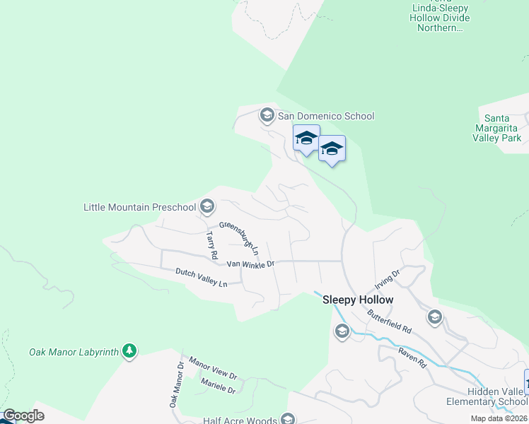 map of restaurants, bars, coffee shops, grocery stores, and more near 30 Garden Rock Road in San Anselmo