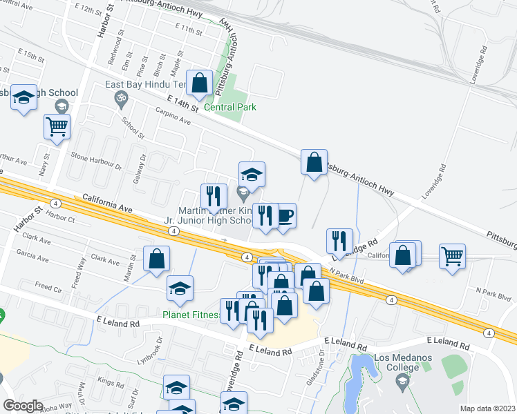 map of restaurants, bars, coffee shops, grocery stores, and more near 2109 Carion Court in Pittsburg