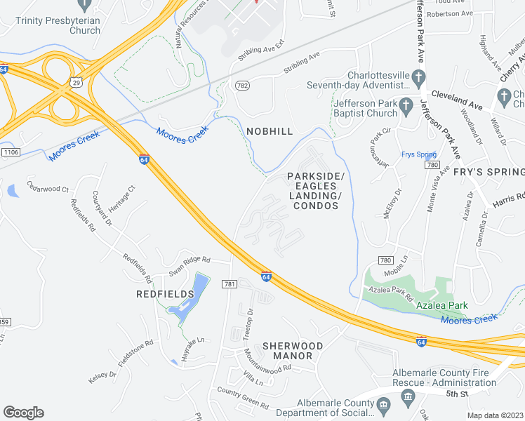 map of restaurants, bars, coffee shops, grocery stores, and more near 849 Catalpa Court in Charlottesville