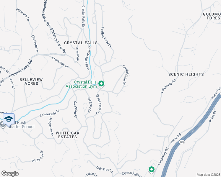 map of restaurants, bars, coffee shops, grocery stores, and more near 21616-21656 Crystal Lake Drive in Sonora