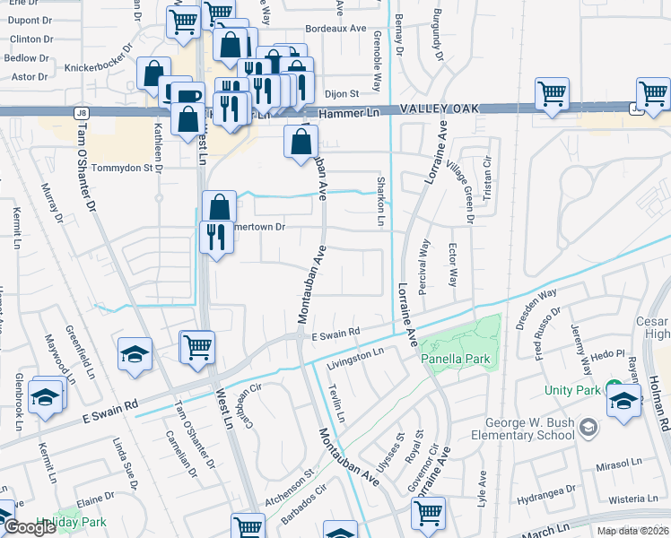 map of restaurants, bars, coffee shops, grocery stores, and more near 6509 Mount Bachelor Court in Stockton