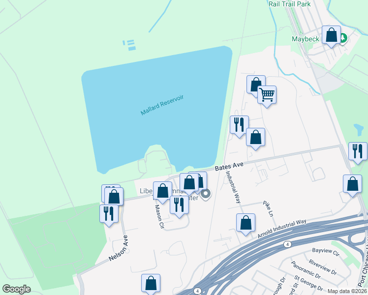 map of restaurants, bars, coffee shops, grocery stores, and more near 1901-2015 Bates Avenue in Concord