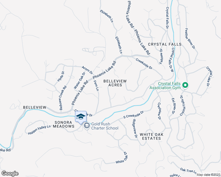 map of restaurants, bars, coffee shops, grocery stores, and more near 16554-16578 Westwood Circle in Sonora