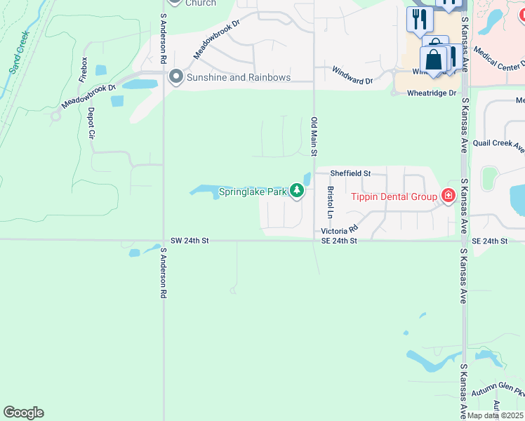 map of restaurants, bars, coffee shops, grocery stores, and more near Southwest 24th Street in Newton