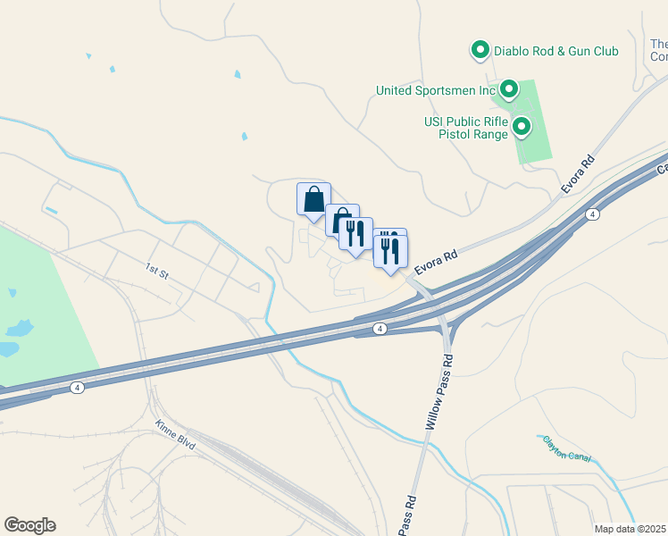 map of restaurants, bars, coffee shops, grocery stores, and more near 2100 Willow Pass Road in Concord