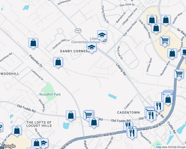 map of restaurants, bars, coffee shops, grocery stores, and more near 2608 Crystal Falls Road in Lexington