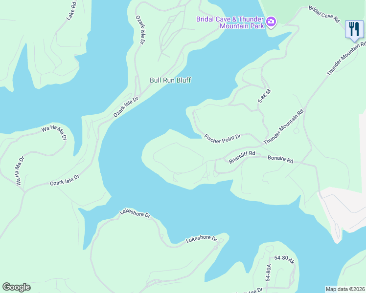 map of restaurants, bars, coffee shops, grocery stores, and more near Lake Road 5-88 P in Camdenton