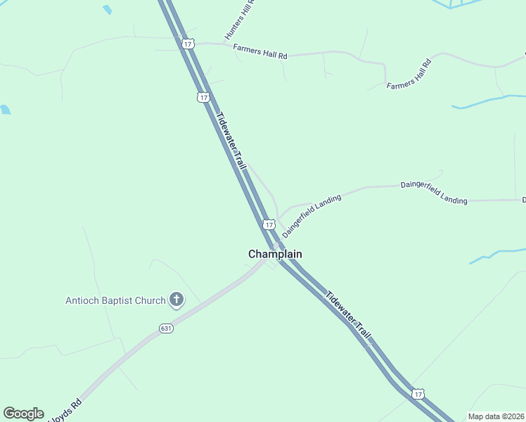 map of restaurants, bars, coffee shops, grocery stores, and more near Tidewater Trail in Essex County