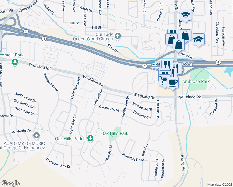 map of restaurants, bars, coffee shops, grocery stores, and more near 1739 Peachwillow Street in Pittsburg