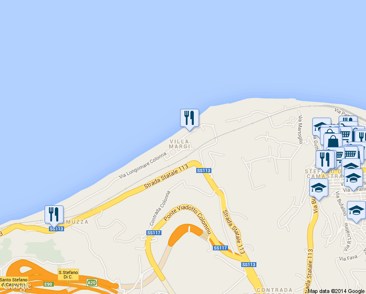 map of restaurants, bars, coffee shops, grocery stores, and more near 1 Via Luigi Pirandello in Villa Margi