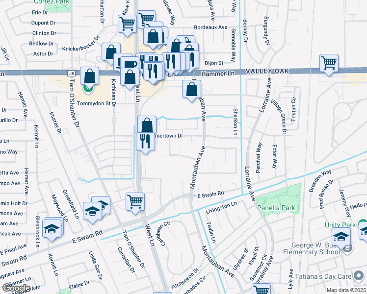 map of restaurants, bars, coffee shops, grocery stores, and more near 6706 Signal Peak Court in Stockton