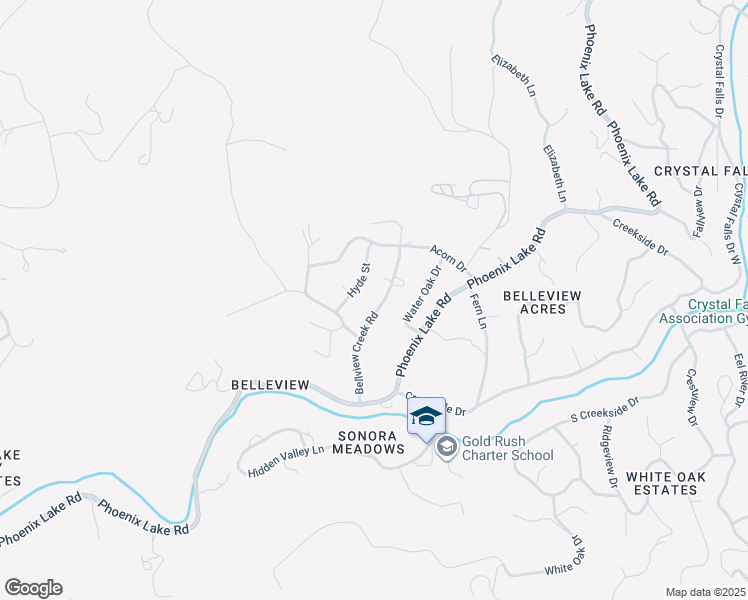 map of restaurants, bars, coffee shops, grocery stores, and more near 21692 Bellview Creek Road in Sonora