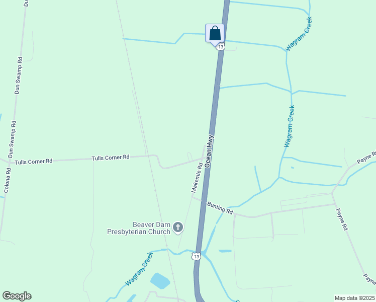 map of restaurants, bars, coffee shops, grocery stores, and more near 2431 Tulls Corner Road in Pocomoke City