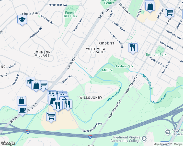 map of restaurants, bars, coffee shops, grocery stores, and more near 946 Raymond Road in Charlottesville