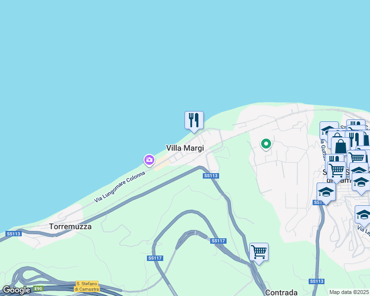 map of restaurants, bars, coffee shops, grocery stores, and more near 1 Via Luigi Pirandello in Villa Margi