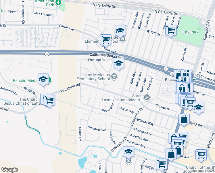 map of restaurants, bars, coffee shops, grocery stores, and more near 4 Crowley Court in Pittsburg