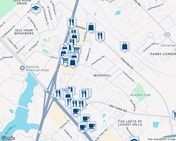 map of restaurants, bars, coffee shops, grocery stores, and more near 259 Osage Ct in Lexington