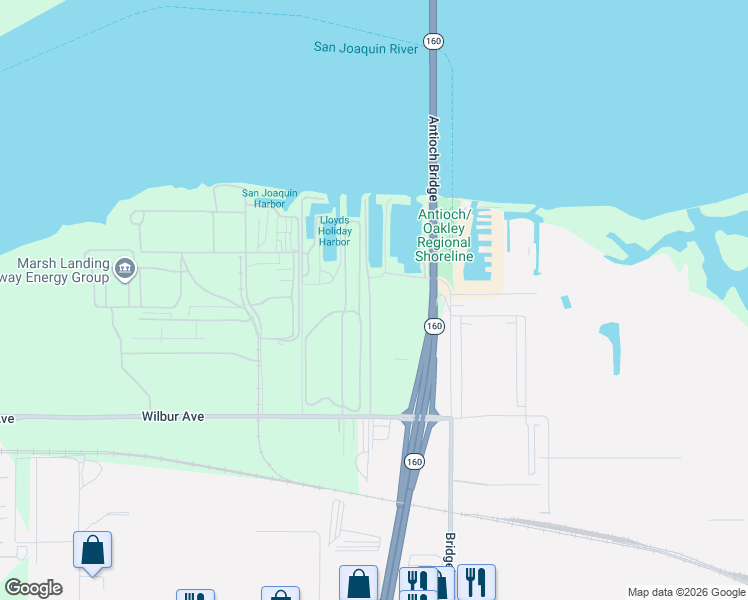 map of restaurants, bars, coffee shops, grocery stores, and more near 6317 Bridgehead Road in Antioch